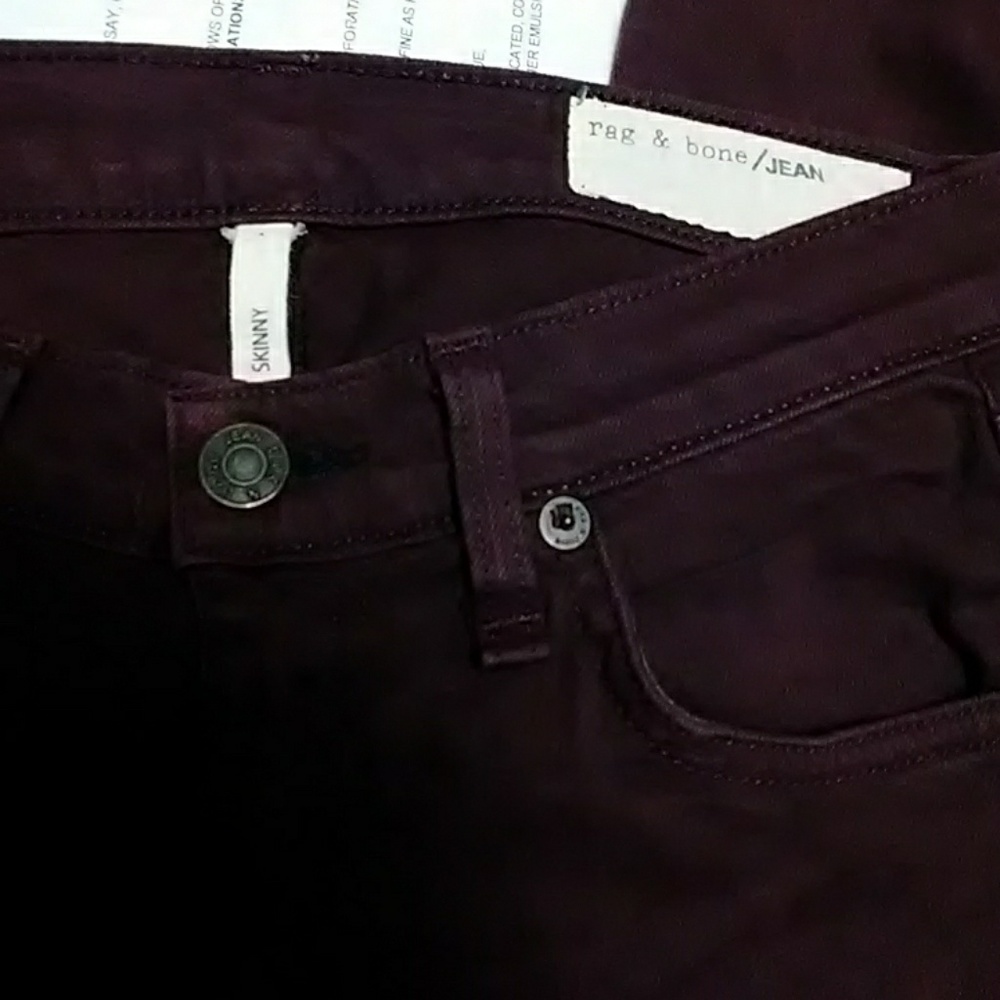 Rag & Bone the Skinny jeans distressed wine Sz 24 - Picture 4 of 7
